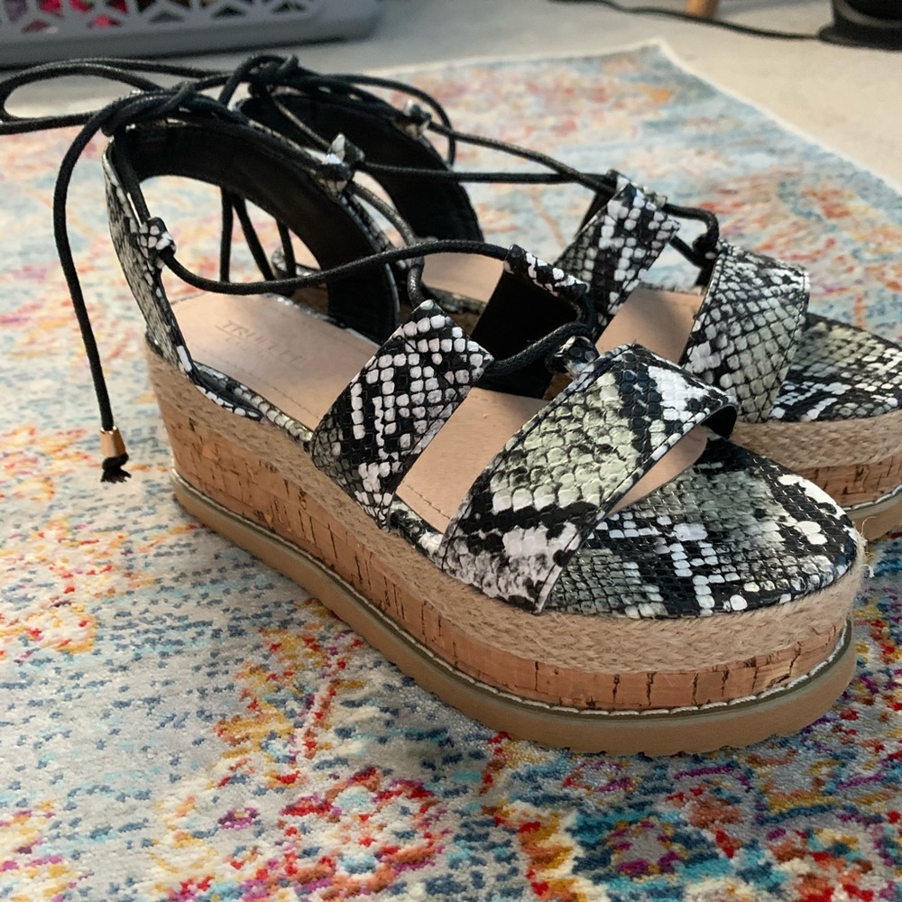 Snakeskin Lace Up Platforms